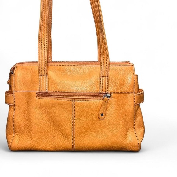 Stone Mountain Leather Purse Orange Satchel Storage Pockets - Picture 3 of 7